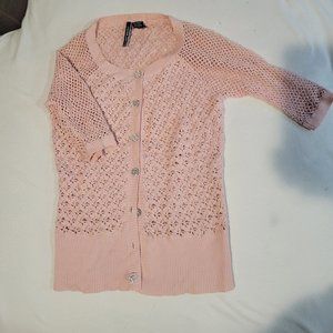 Pink Crochet Cardigan